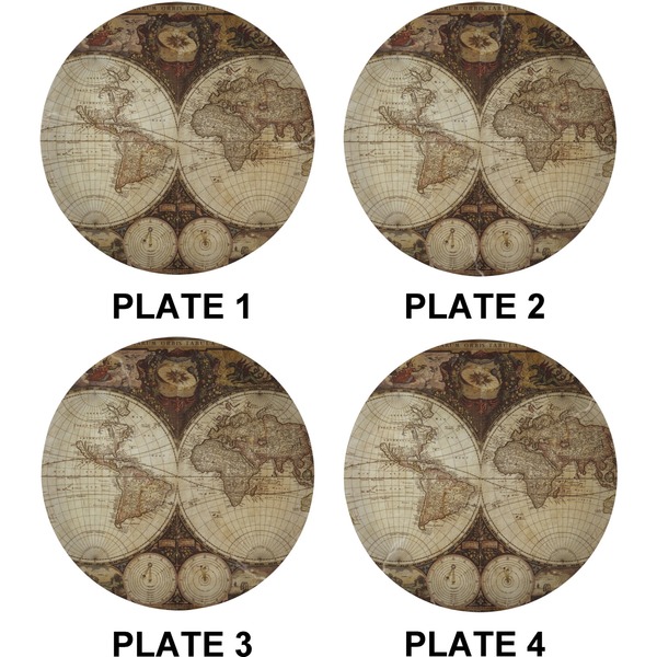 Antique World Map Set of Lunch / Dinner Plates (Approval)