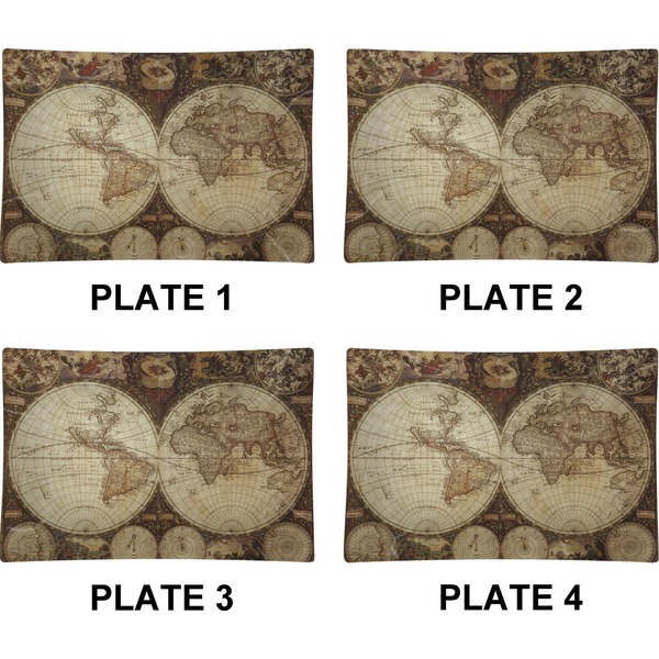 Antique World Map Set of Rectangular Appetizer / Dessert Plates (Approval)