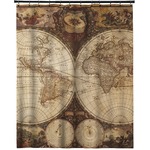 Vintage World Map Extra Long Shower Curtain - 70"x84"