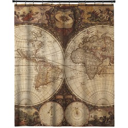 Vintage World Map Extra Long Shower Curtain - 70"x84"