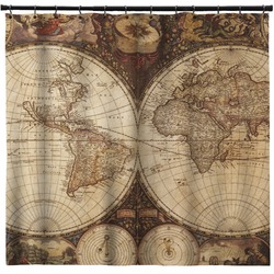 Vintage World Map Shower Curtain - Custom Size