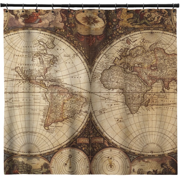 Custom Vintage World Map Shower Curtain - Custom Size