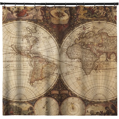 Vintage World Map Shower Curtain