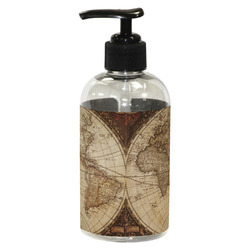 Vintage World Map Plastic Soap / Lotion Dispenser (8 oz - Small - Black)