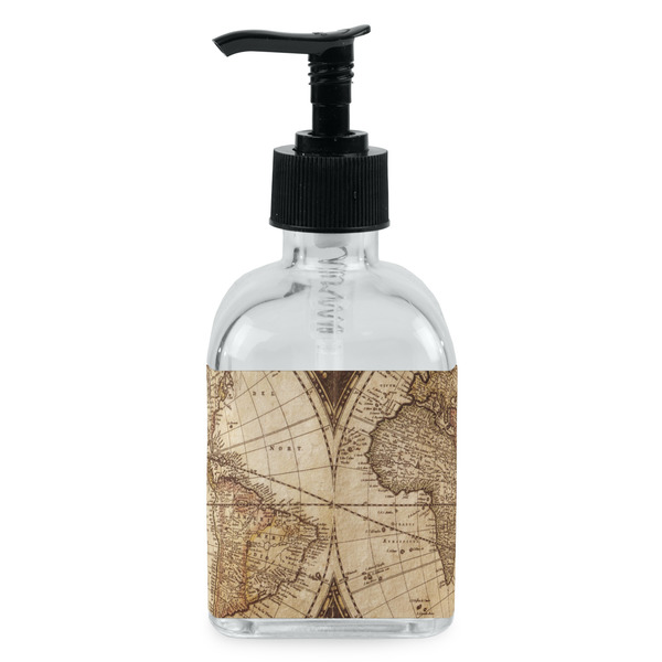 Custom Vintage World Map Glass Soap & Lotion Bottle - Single Bottle