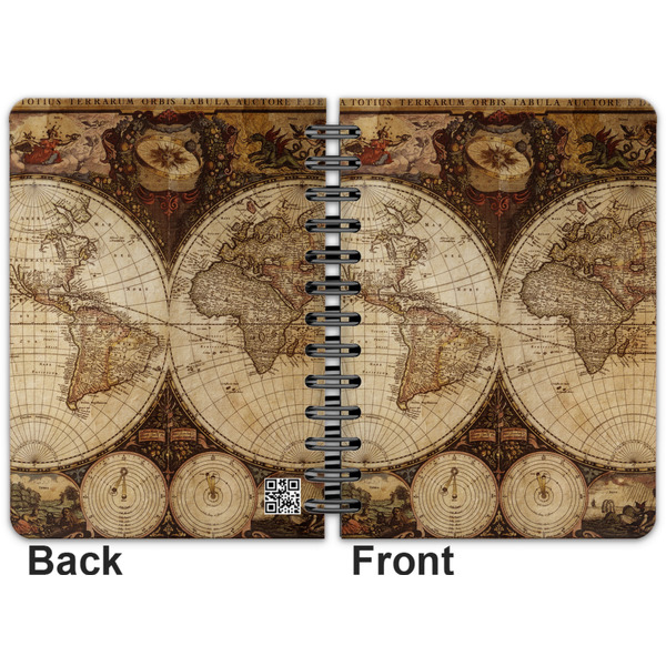 Antique World Map Spiral Journal 5 x 7 - Apvl