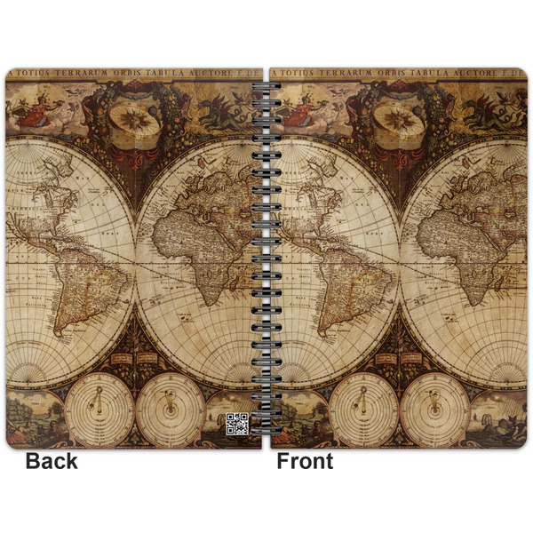 Antique World Map Spiral Journal 7 x 10 - Apvl