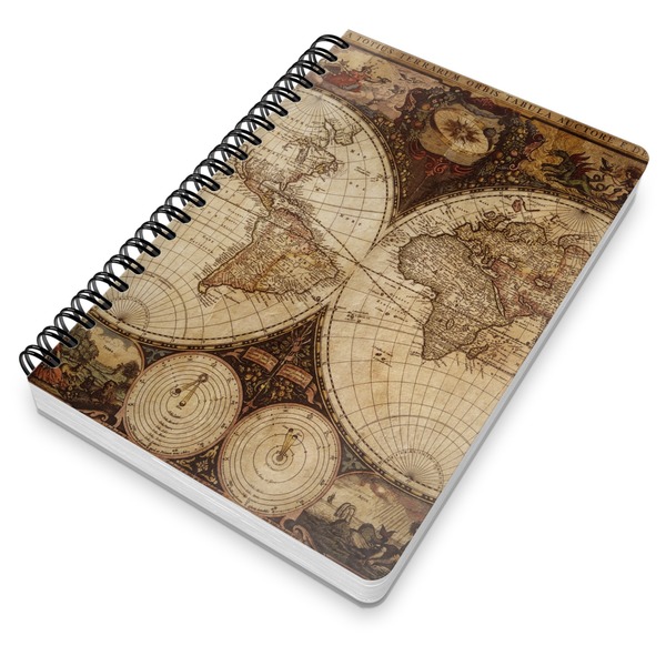 Antique World Map Spiral Journal 7 x 10 - Main