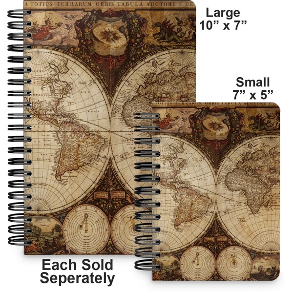 Antique World Map Spiral Journal - Comparison