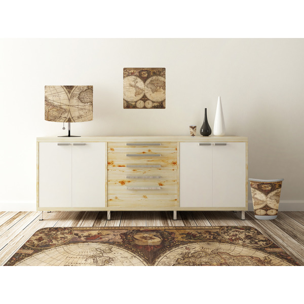 Antique World Map Square Wall Decal Wooden Desk