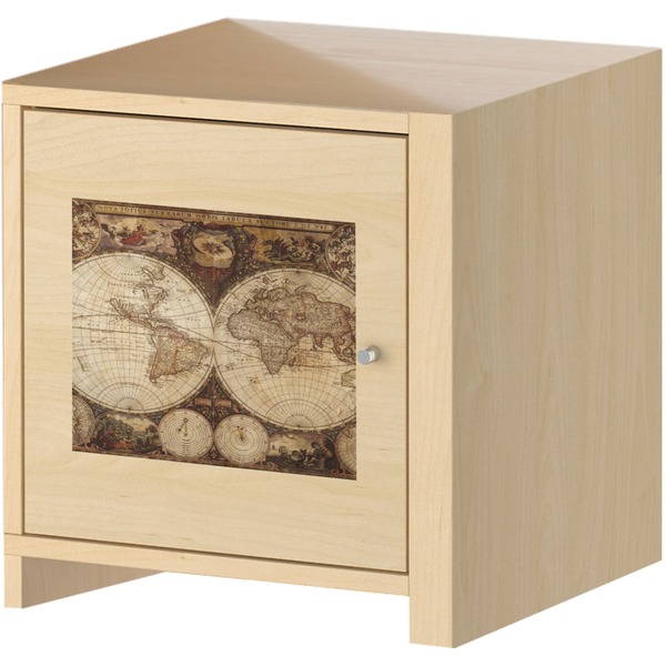 Antique World Map Square Wall Decal on Wooden Cabinet