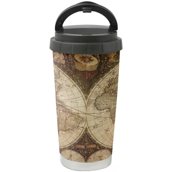 Custom Vintage World Map Stainless Steel Coffee Tumbler