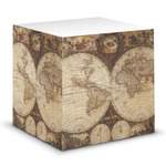 Vintage World Map Sticky Note Cube