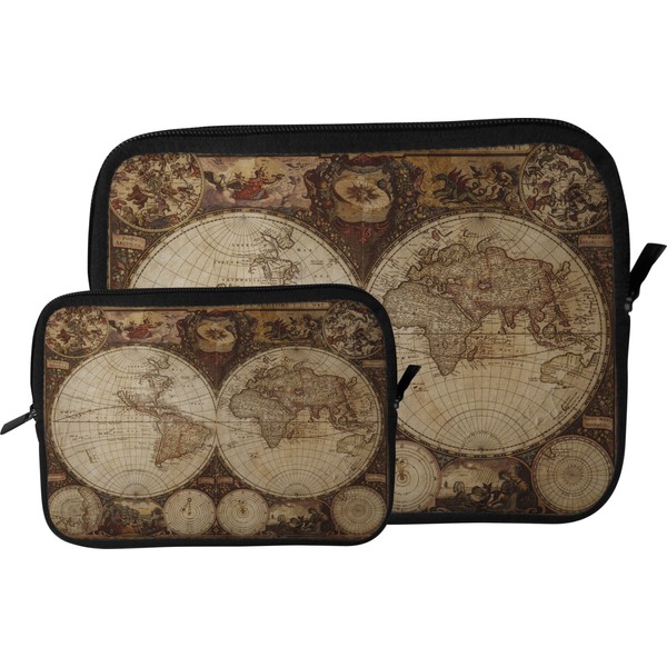 Antique World Map Tablet Sleeve (Size Comparison)