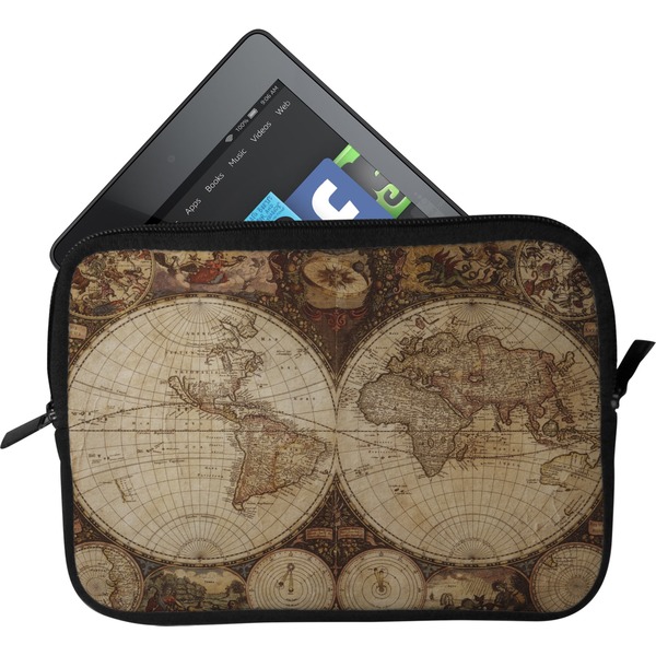 Custom Vintage World Map Tablet Case / Sleeve - Small