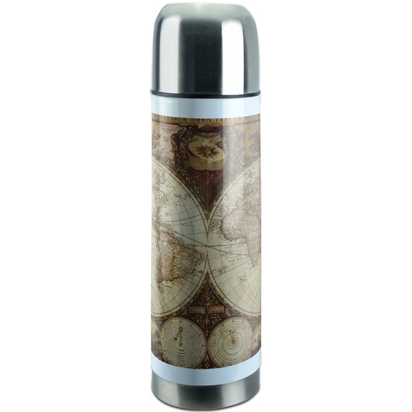 Custom Vintage World Map Stainless Steel Thermos