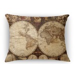 Vintage World Map Rectangular Throw Pillow Case - 12"x18"