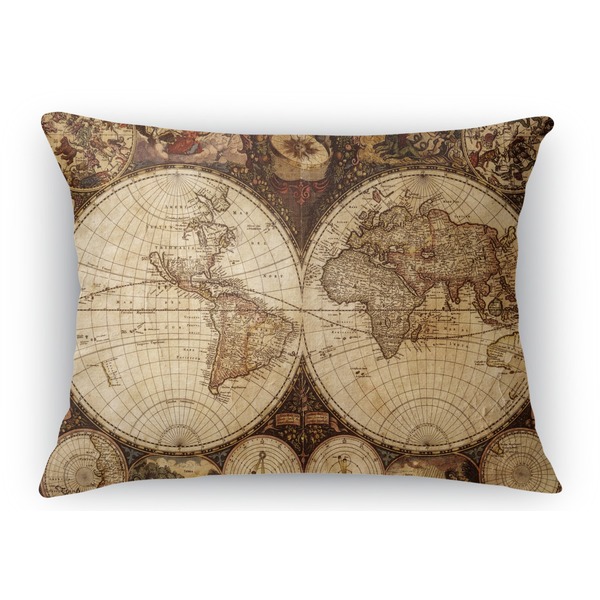 Custom Vintage World Map Rectangular Throw Pillow Case