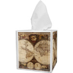 Vintage World Map Tissue Box Cover