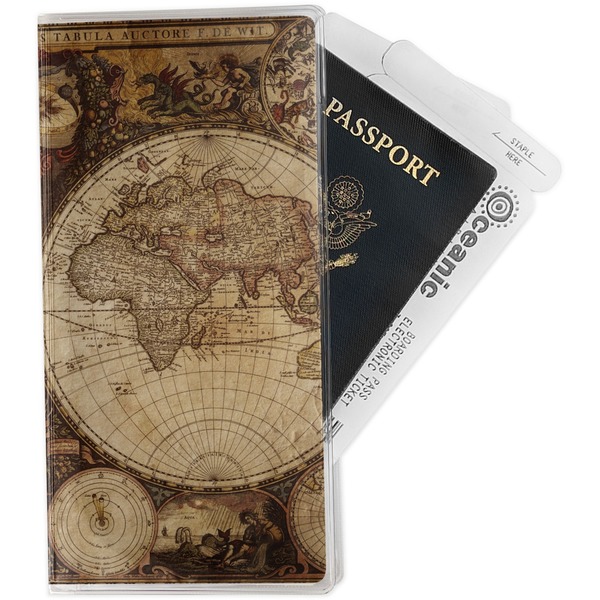 Custom Vintage World Map Travel Document Holder