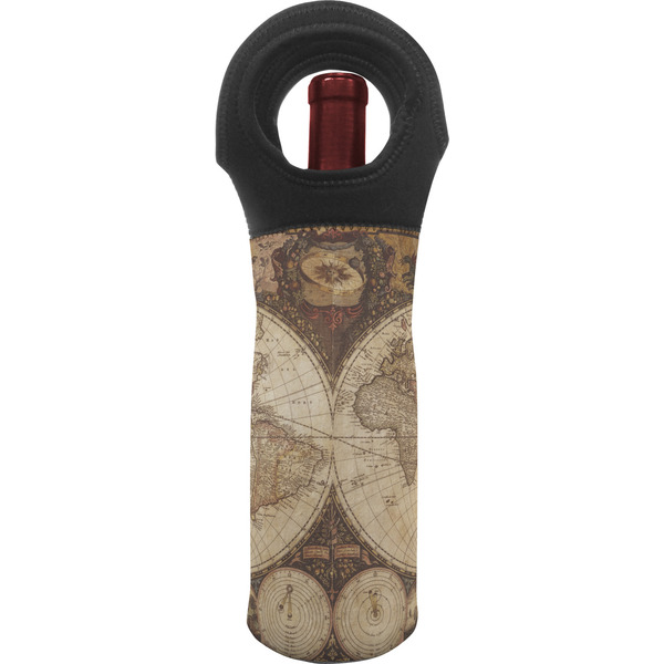 Custom Vintage World Map Wine Tote Bag