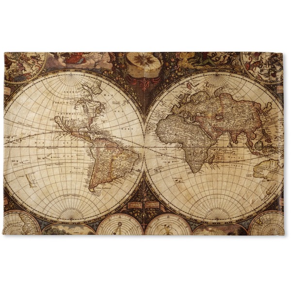 Custom Vintage World Map Woven Mat