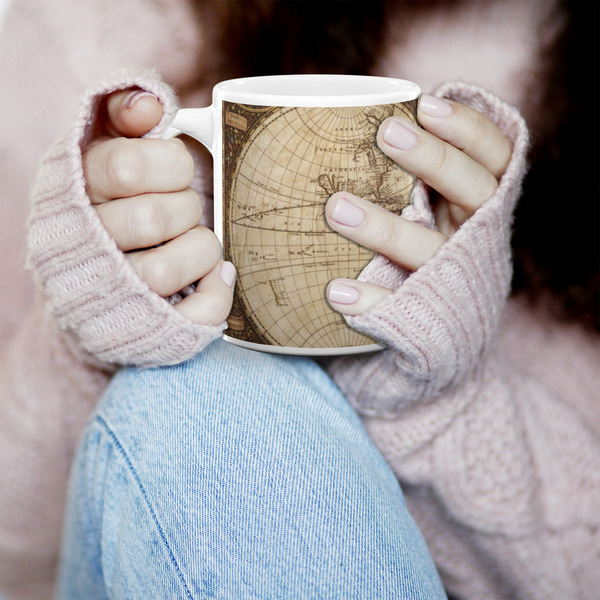 Vintage World Map 11oz Coffee Mug - LIFESTYLE