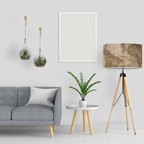 Vintage World Map 12" Drum Lampshade - LIFESTYLE