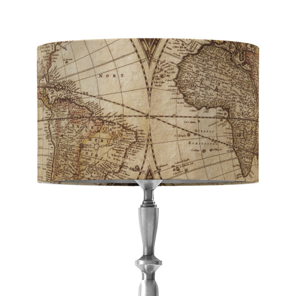 Custom Vintage World Map 12" Drum Lamp Shade - Fabric