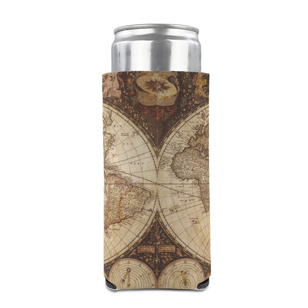 Vintage World Map 12oz Tall Can Sleeve - FRONT (on can)