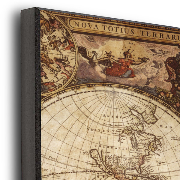 Vintage World Map 12x12 Wood Print - Closeup
