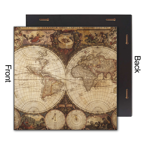 Vintage World Map 12x12 Wood Print - Front & Back View