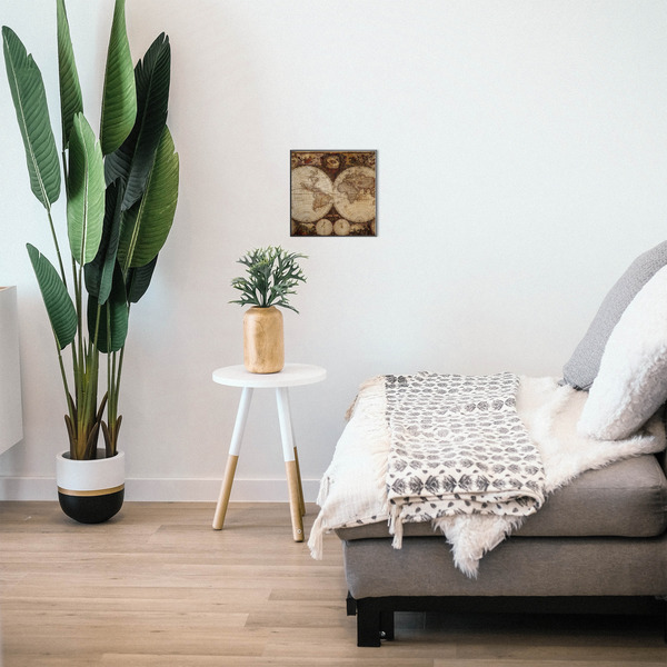 Vintage World Map 12x12 Wood Print - In Context