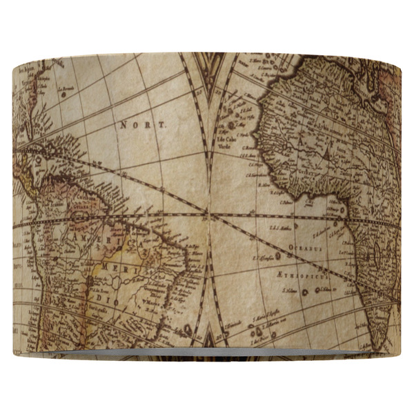 Vintage World Map 16" Drum Lampshade - FRONT (Fabric)