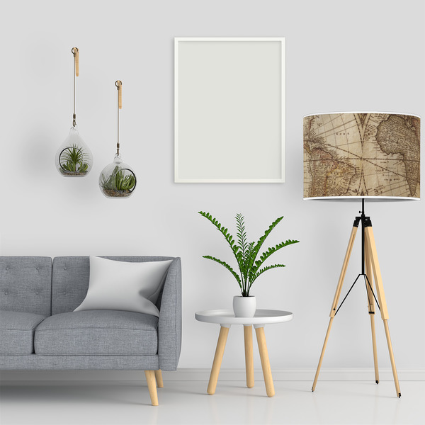 Vintage World Map 16" Drum Lampshade - LIFESTYLE