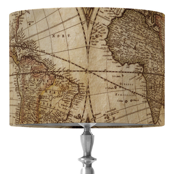 Custom Vintage World Map 16" Drum Lamp Shade - Fabric