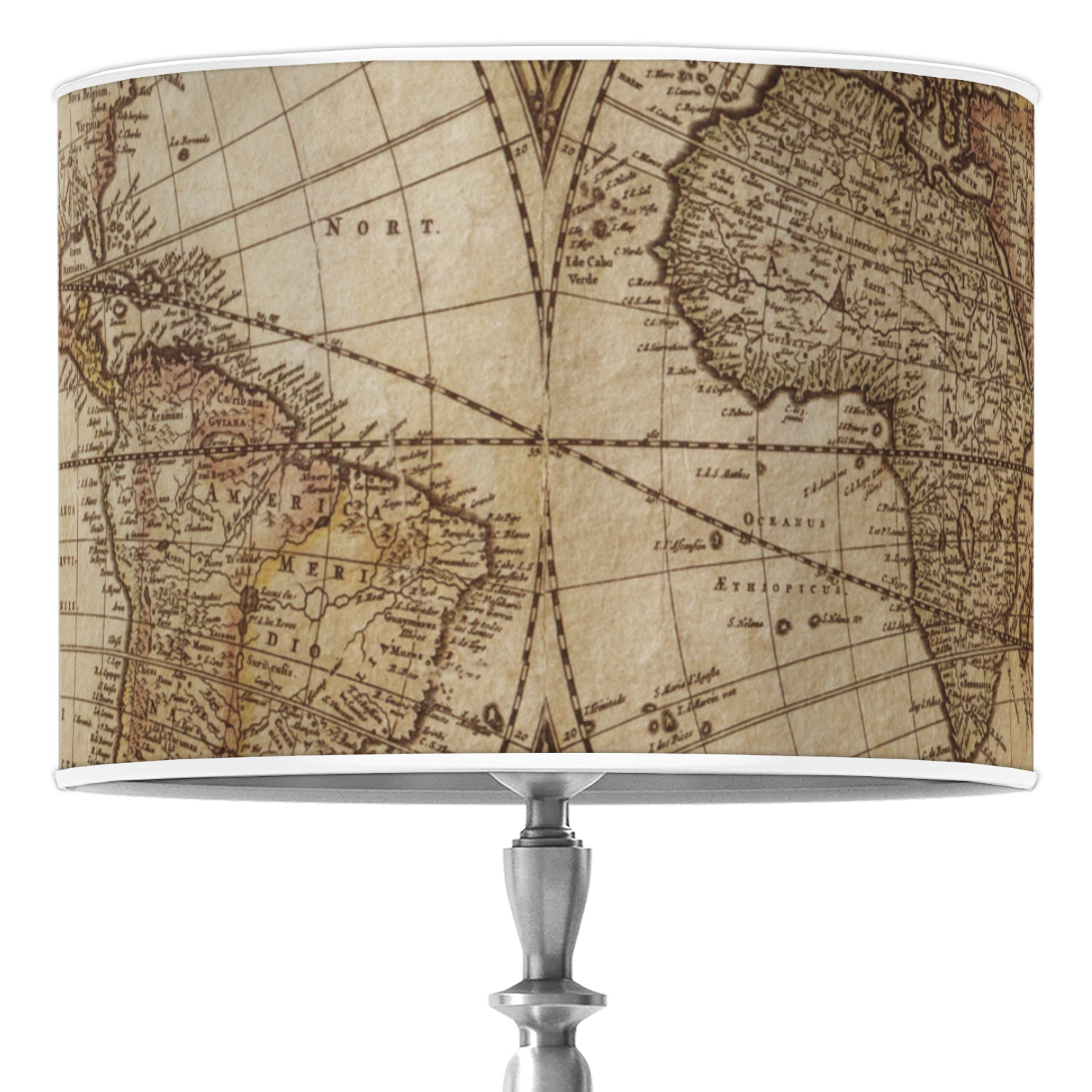 Vintage World Map Drum Lamp Shade, World Map Lamp Shade Globe