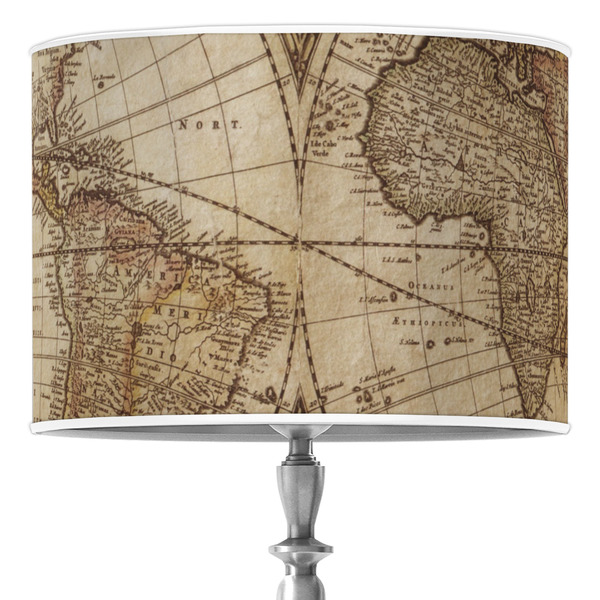 Custom Vintage World Map 16" Drum Lamp Shade - Poly-film