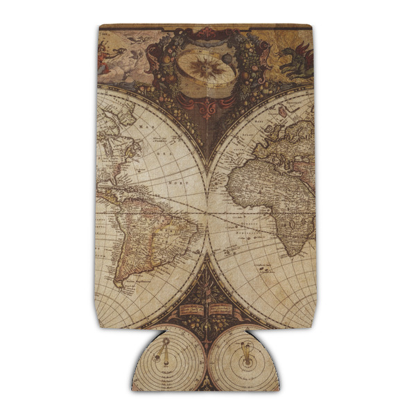 Custom Vintage World Map Can Cooler