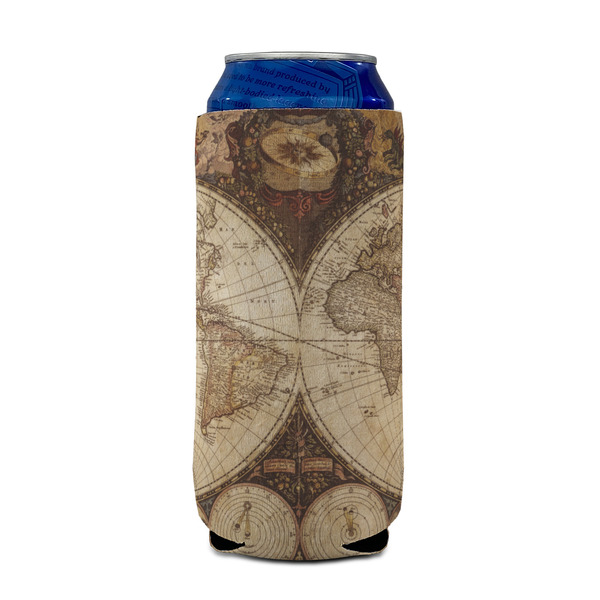 Vintage World Map 16oz Can Sleeve - FRONT (on can)