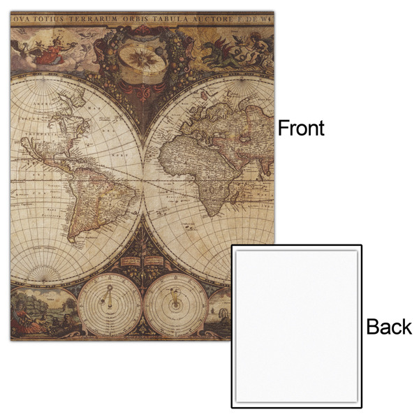 Vintage World Map 16x20 - Matte Poster - Front & Back