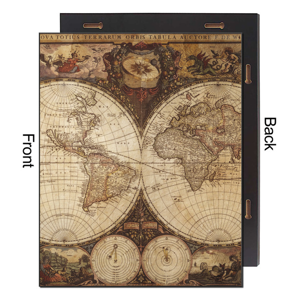 Vintage World Map 16x20 Wood Print - Front & Back View