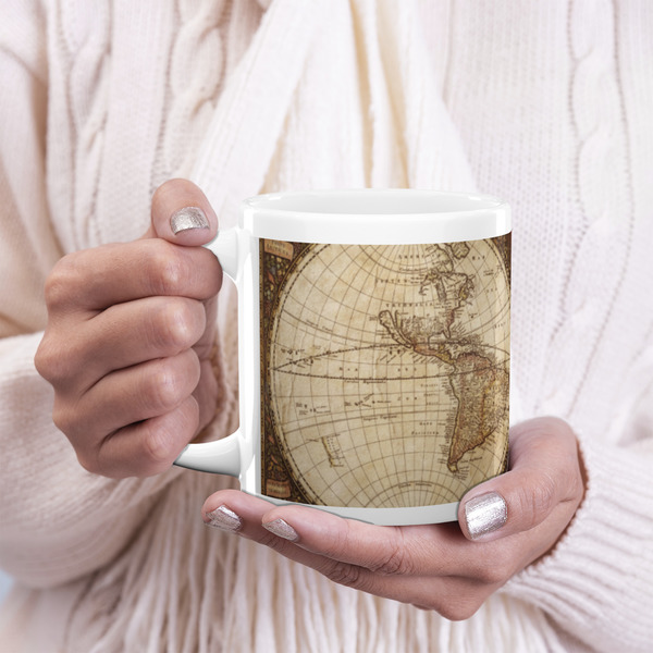 Vintage World Map 20oz Coffee Mug - LIFESTYLE