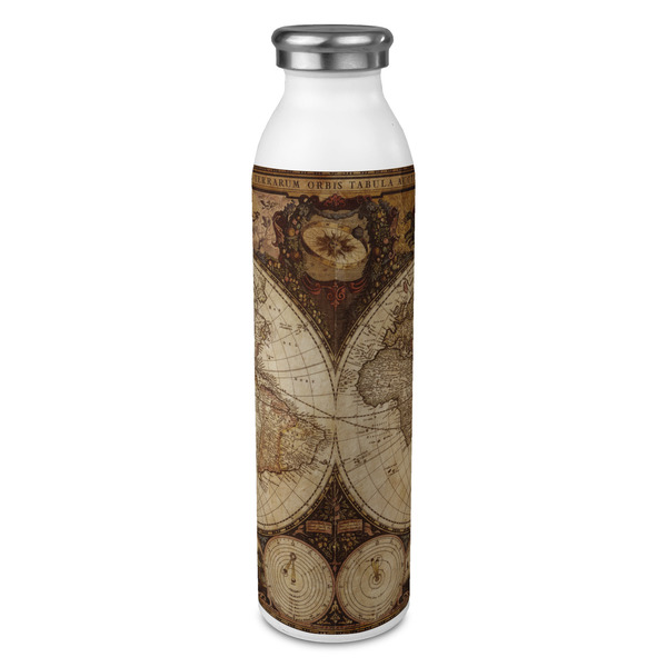 Custom Vintage World Map 20oz Stainless Steel Water Bottle - Full Print