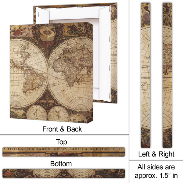 Vintage World Map 20x24 - Canvas Print - Approval