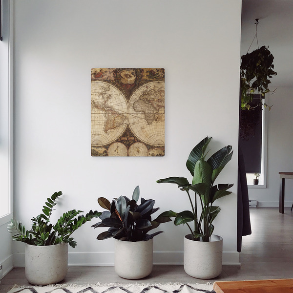 Vintage World Map 20x24 - Canvas Print - In Context