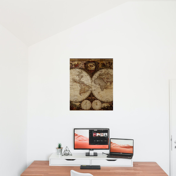 Vintage World Map 20x24 - Matte Poster - On the Wall