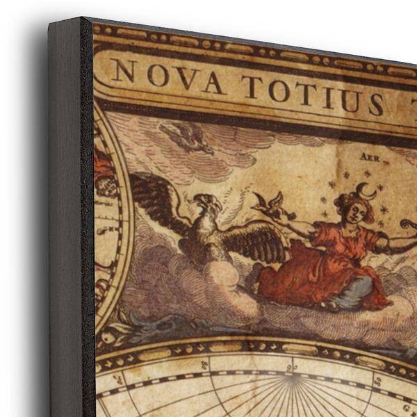 Vintage World Map 20x24 Wood Print - Closeup