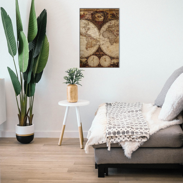 Vintage World Map 20x30 Wood Print - In Context