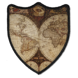 Vintage World Map Iron On Shield Patch B